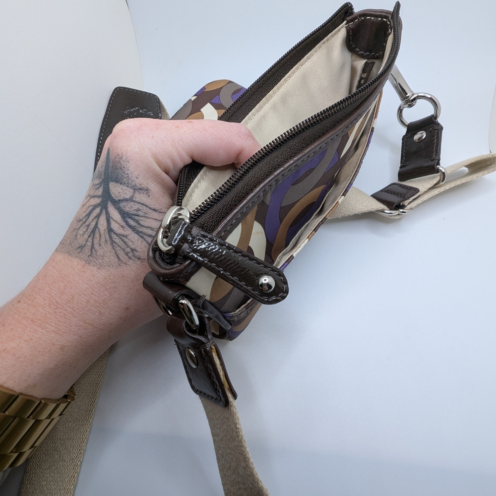 Coach Madison Signature Op Art Chainlink Multicolor Crossbody Chestnut/ Purple - Picture 10 of 11